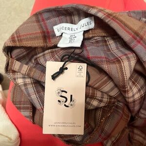 Sincerely Jules Checkered Scarf in Brown and Red